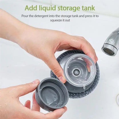 Soap Dispensing Palm Brush Washing Liquid Dish Brush Soap Pot Utensils with Dispenser Cleaning (2 SET)