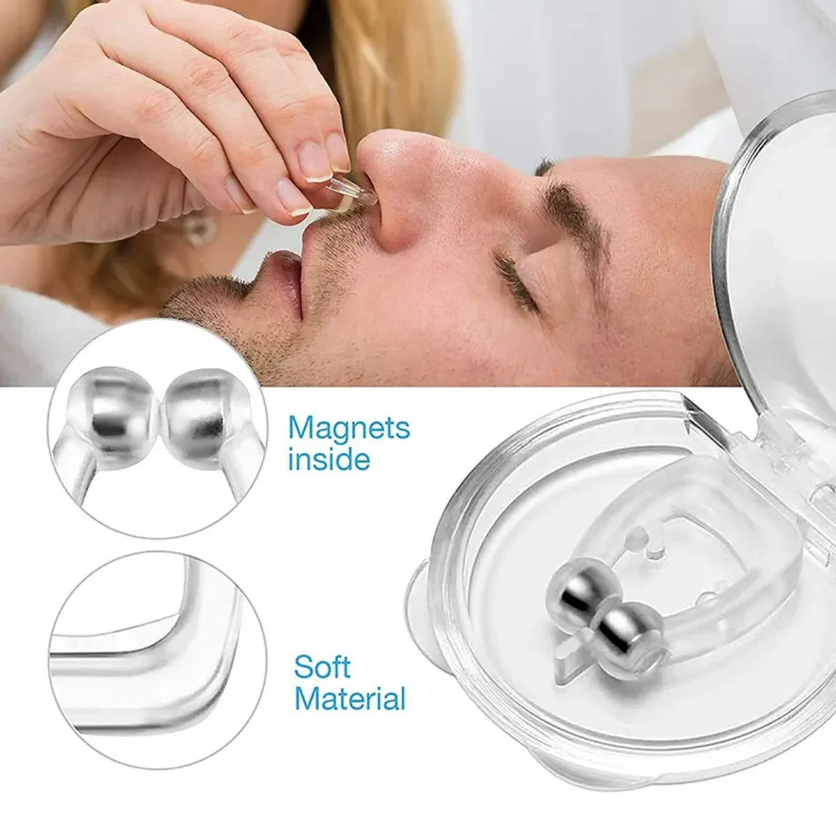 Anti Snore Device For Men And Woman Silicone Magnetic Nose Clip For Heavy Snoring Sleeper Snore Stopper Anti Snoring Device (3Pc)